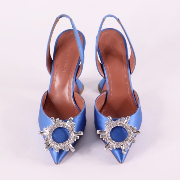 Amina Muaddi Shoes - AUTHENTIC AMINA MUADDI Begum Satin Slingback Pumps